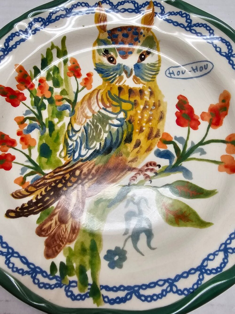 Anthropologie Nathalie Lete Dinner Plate Hou Hou Owl Animal 10" Art Pottery - Picture 7 of 9